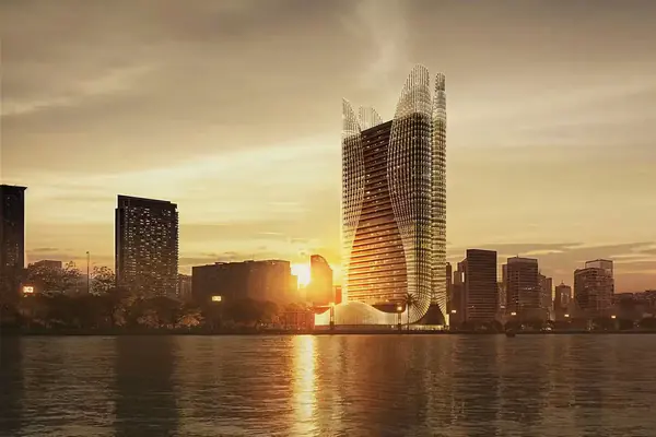 Developer render of Binghatti Skyhall, a Binghatti project in Business Bay.