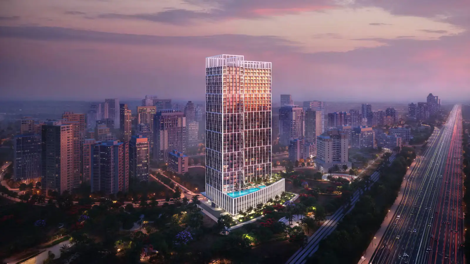 Developer render of Binghatti Titania, a Binghatti project in Majan.