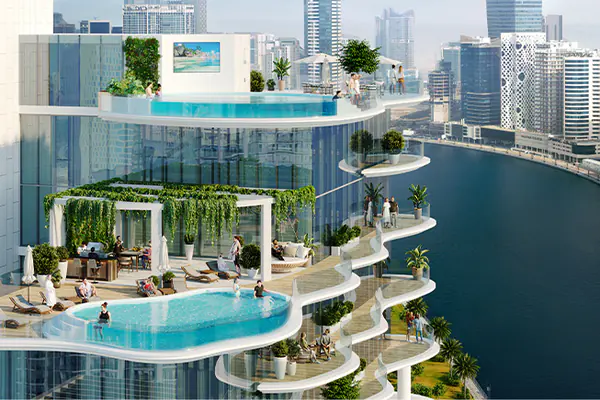 Developer render of Chic Tower, a DAMAC project in Business Bay.