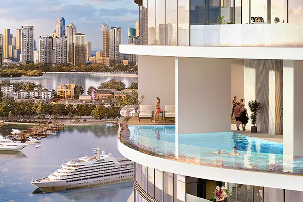 Developer render of HARBOUR LIGHTS DE GRISOGONO GENEVE, a DAMAC project in Dubai Maritime City.