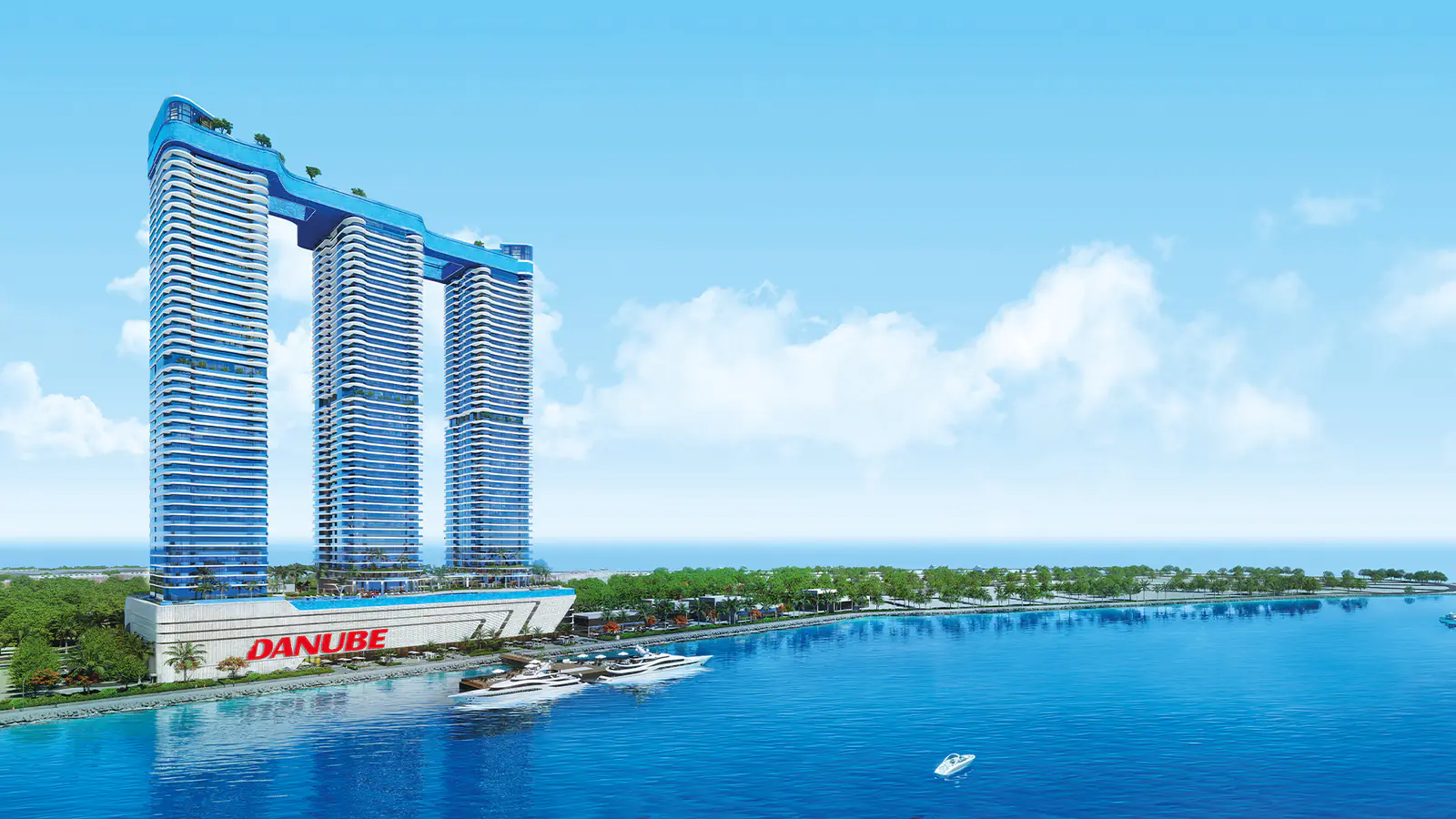 Developer render of OCEANZ, a Danube project in Dubai Maritime City.