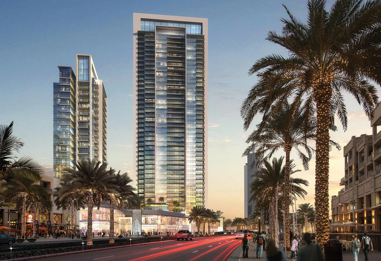 Developer render of BLVD Crescent in Downtown Dubai, an Emaar project in Downtown Dubai.