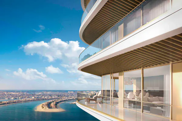 Developer render of Grand Bleu Tower at Emaar Beachfront, an Emaar project in Emaar Beachfront.