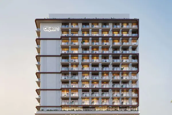 Developer render of 1WOOD Residence 2, an Object 1 project in Jumeirah Village Circle.