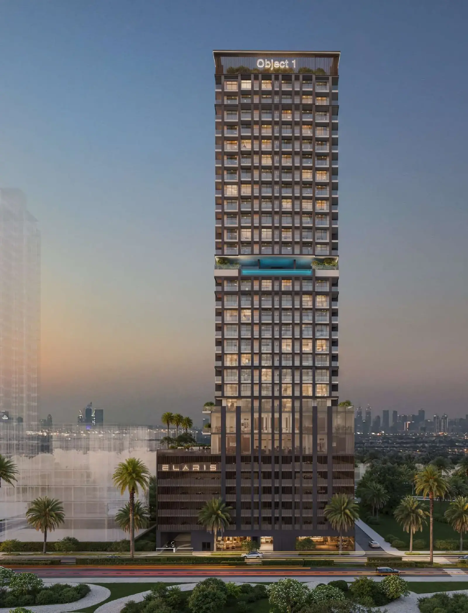 Developer render of Elaris Rise, an Object 1 project in Jumeirah Village Triangle.
