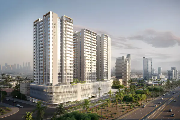 Developer render of Lum1nar Tower 3, an Object 1 project in Jumeirah Village Triangle.