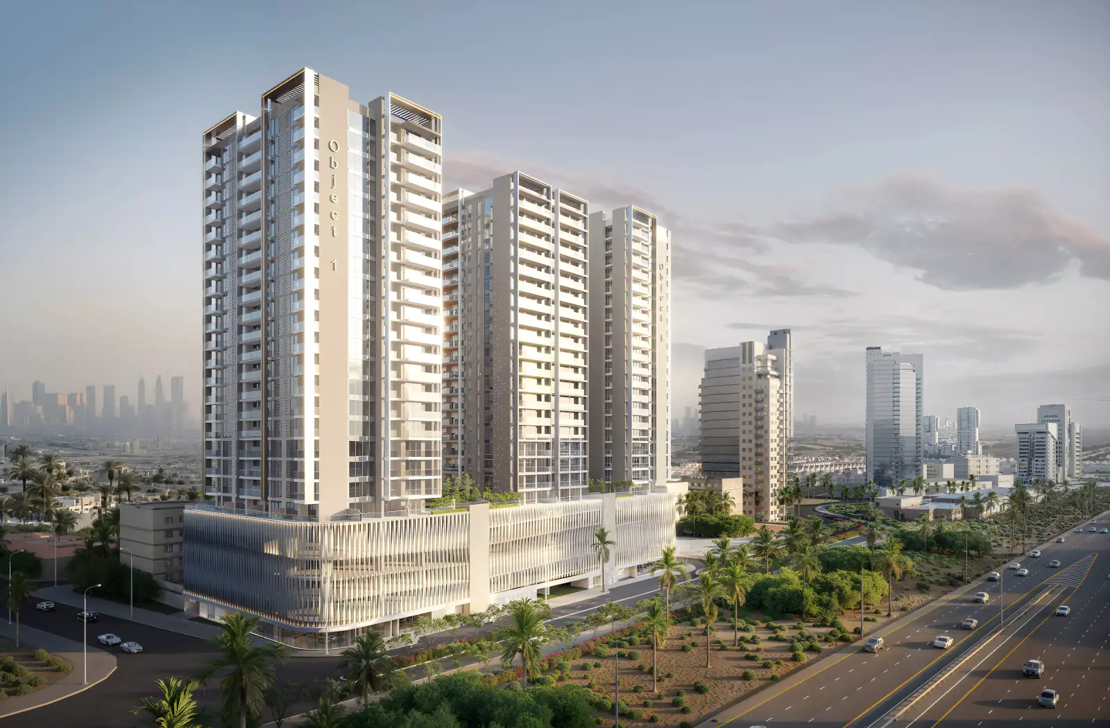 Developer render of Lum1nar Tower 3, an Object 1 project in Jumeirah Village Triangle.