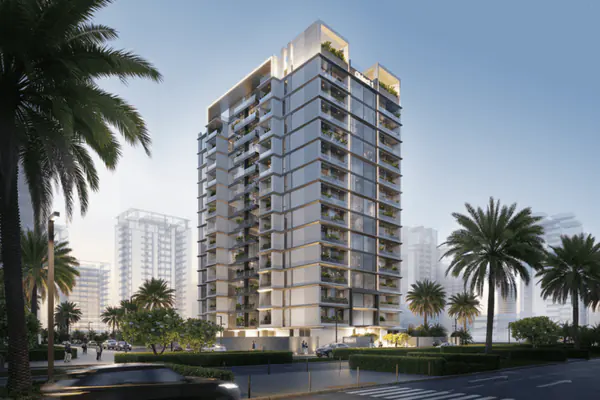 Developer render of Verdan1a 1, an Object 1 project in Dubai Land Residence Complex.