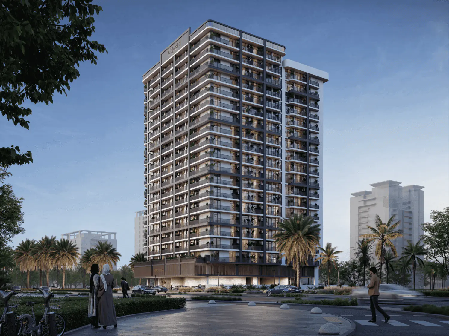 Developer render of VERDAN1A 4, an Object 1 project in Dubai Land Residence Complex.