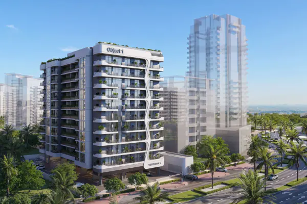 Developer render of VERDAN1A 5, an Object 1 project in Dubai Land Residence Complex.