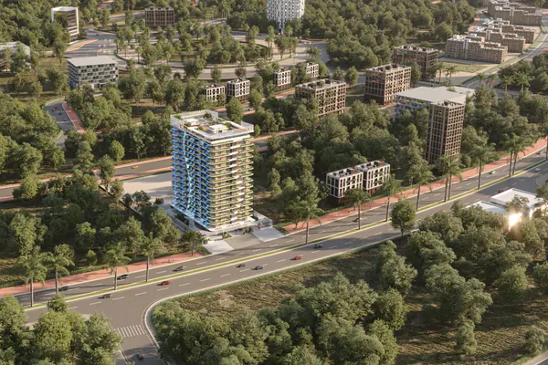 Developer render of SAMANA Park Meadows, a Samana project in Dubai Land Residence Complex.