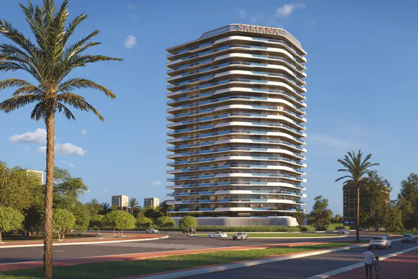 Developer render of SAMANA ParkVille, a Samana project in Dubai Land Residence Complex.