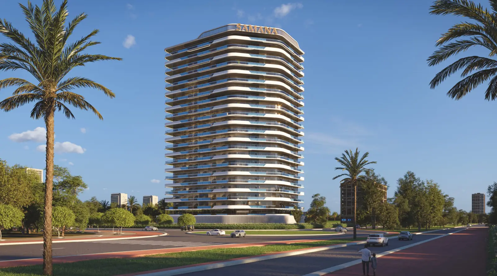 Developer render of SAMANA ParkVille, a Samana project in Dubai Land Residence Complex.