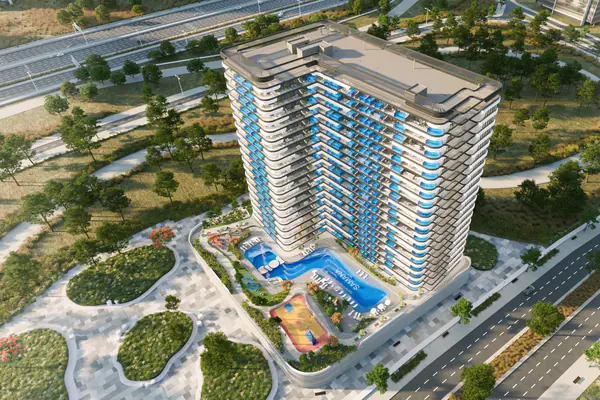 Developer render of SAMANA Resorts, a Samana project in Dubai Production City.
