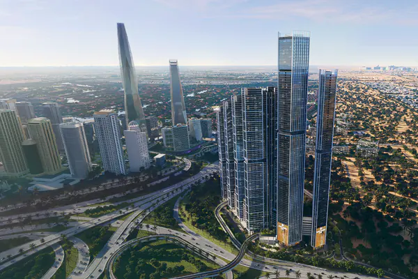 Developer render of The Pinnacle, a Sobha project in Sobha Central.