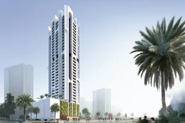 Developer render of Elbrus Tower, a Tiger project in Jumeirah Village Triangle.