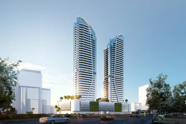 Developer render of Red SquareTower, a Tiger project in Jumeirah Village Triangle.