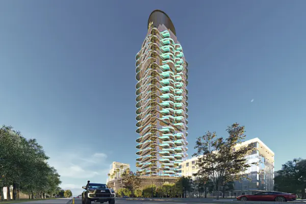Developer render of Volga Tower, a Tiger project in Jumeirah Village Triangle.